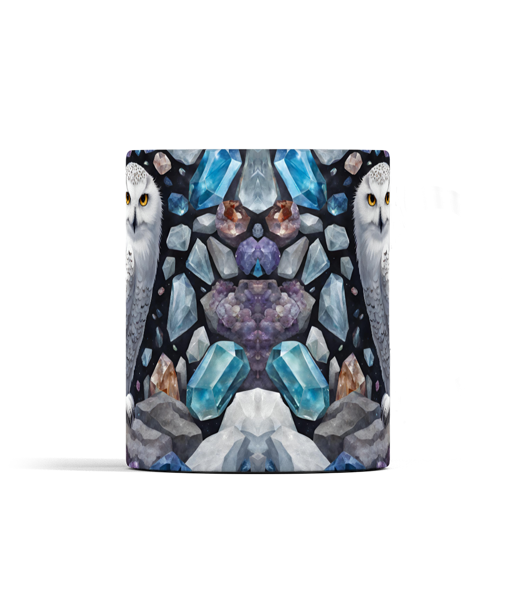 Snowy Owl and Gemstones Mug