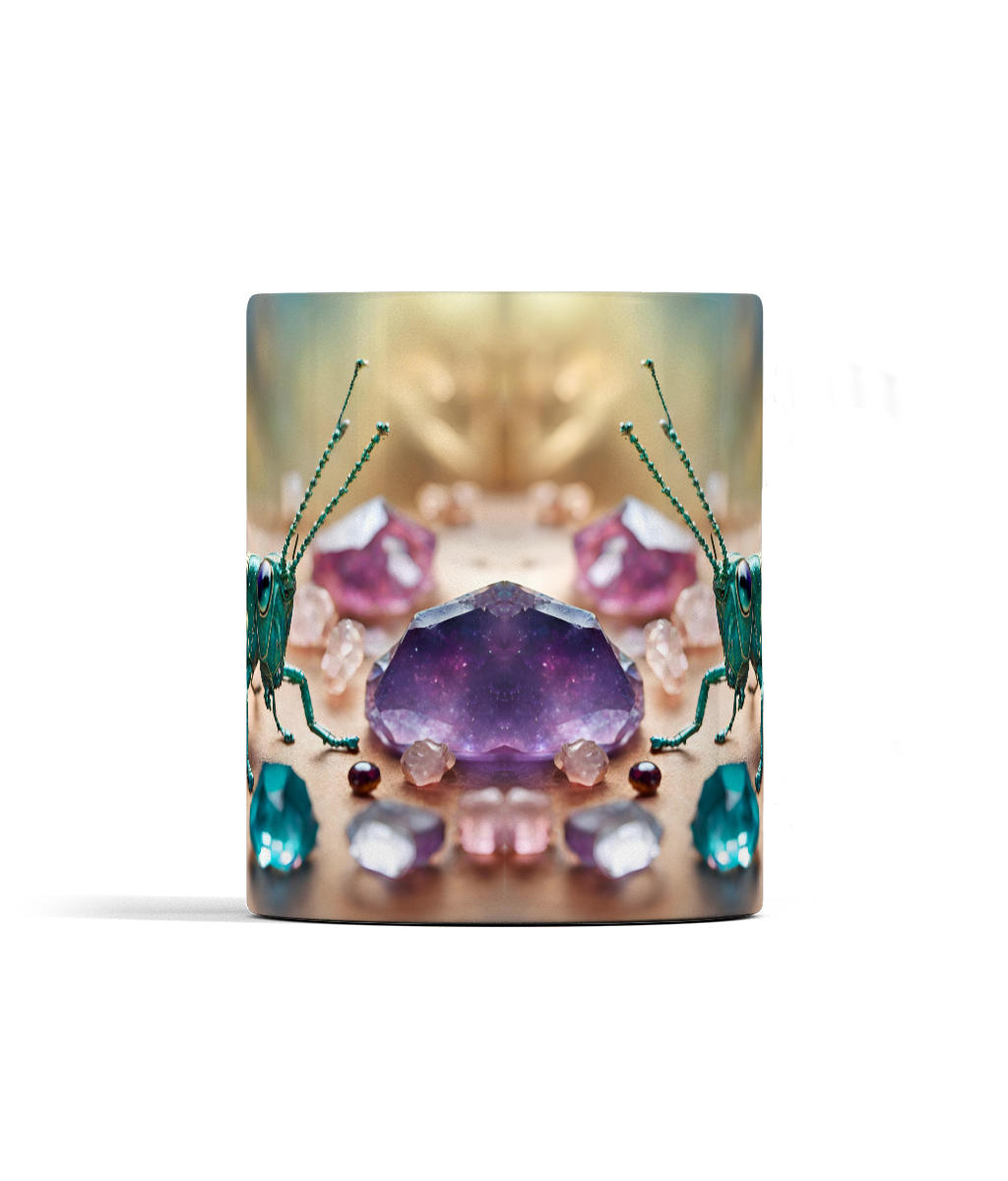 Grasshopper and Gemstones Mug